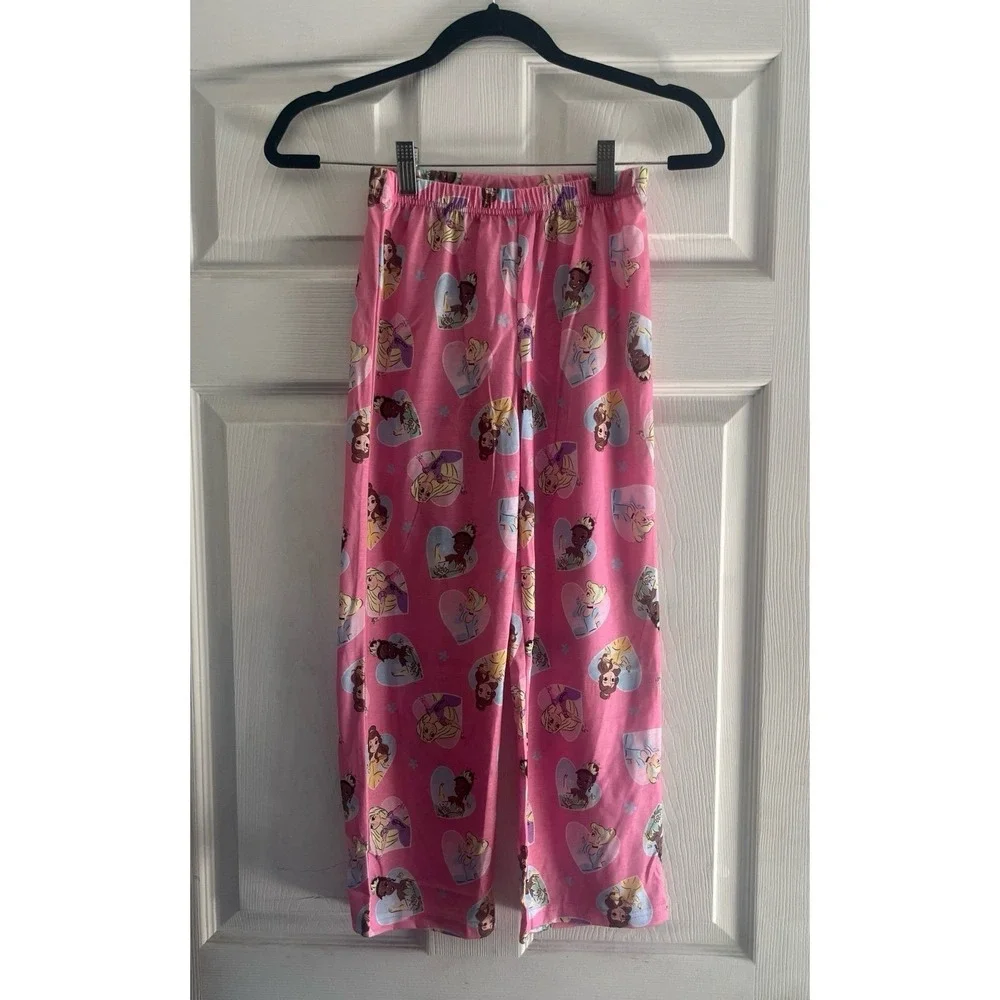 Disney Princess Girls 3-Piece Pajama Set Top Shorts Pants Pink Blue Size 8 NWT